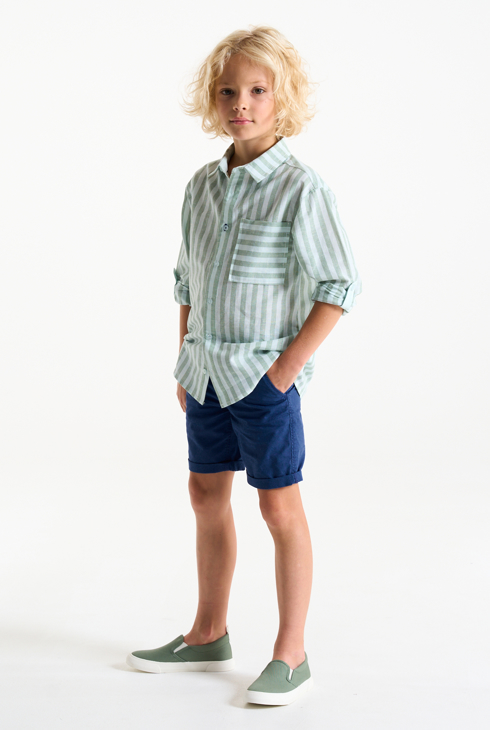 Bermuda slim fit in tela blu navy Bambino 1