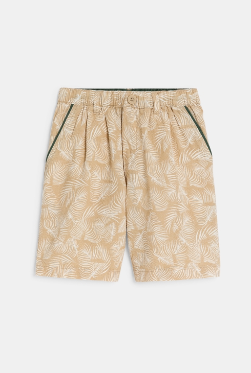 Bermuda in lino stampato beige bambino 1