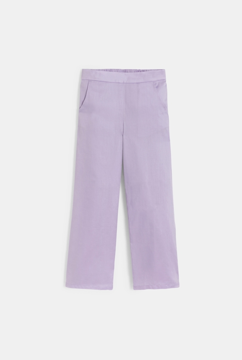 Girl's mauve silky trousers 1