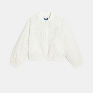 Blouson bomber brodé blanc Fille