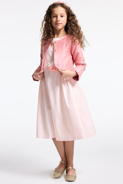 Girl's pink satin bolero jacket 1