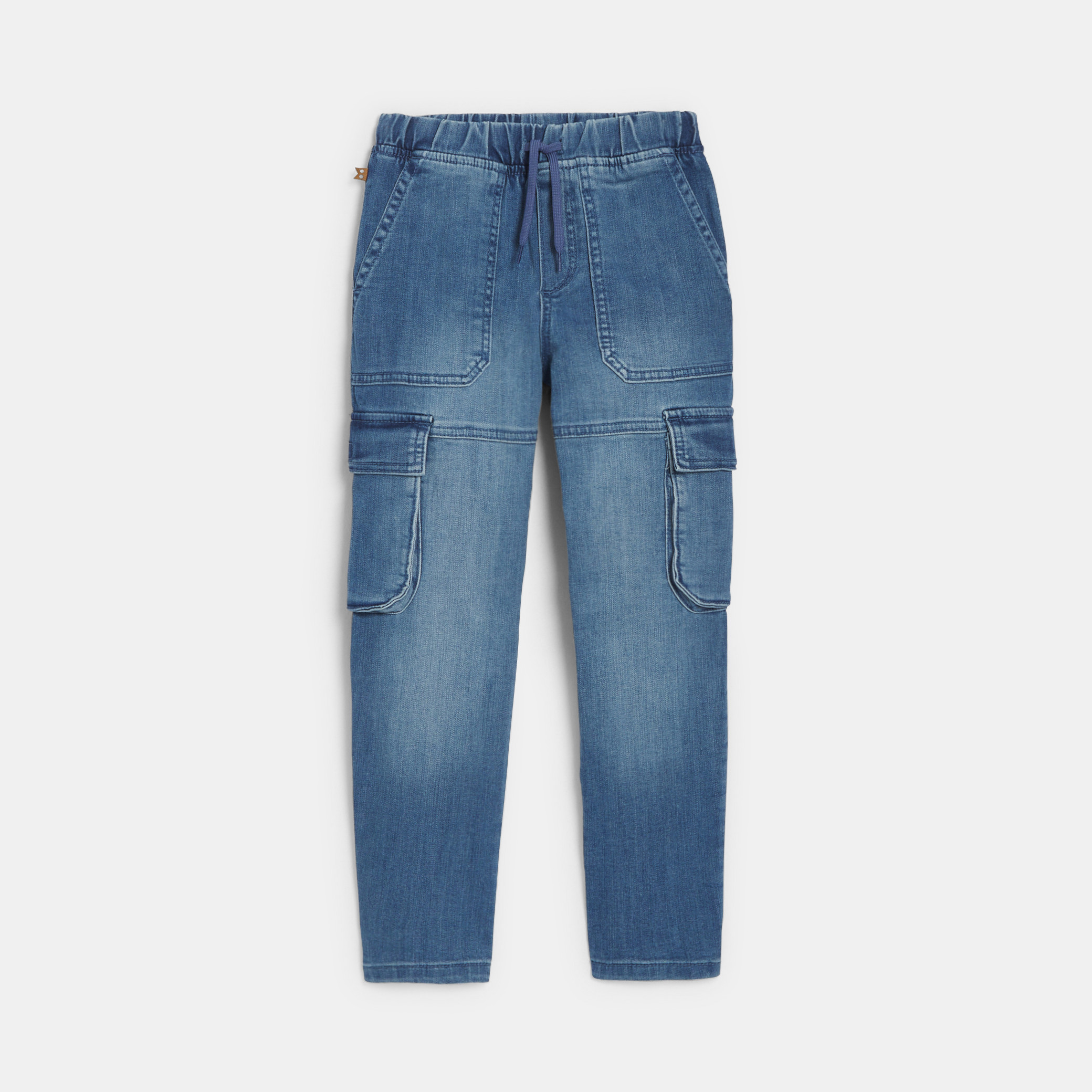 Boy's blue denim faded cargo jeans Okaïdi & Obaïbi