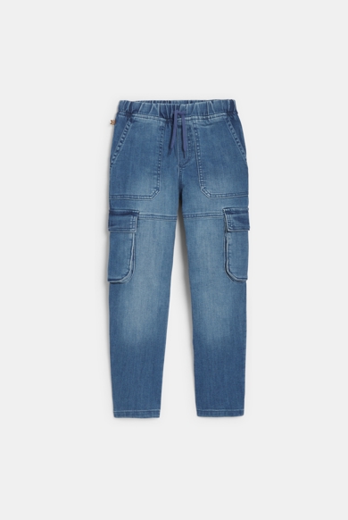 Blauwe cargojeans van verwassen denim voor jongens