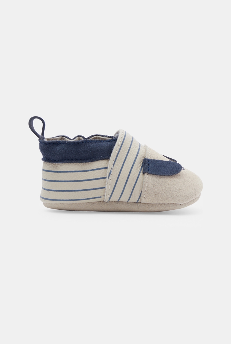 Chaussons cuir chien bleu bébé garçon 1