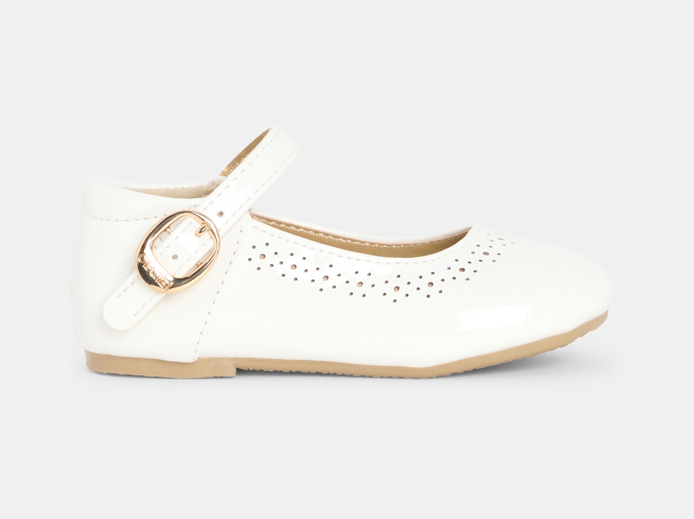 Ballerine chic à bride vernie blanc bébé fille 1