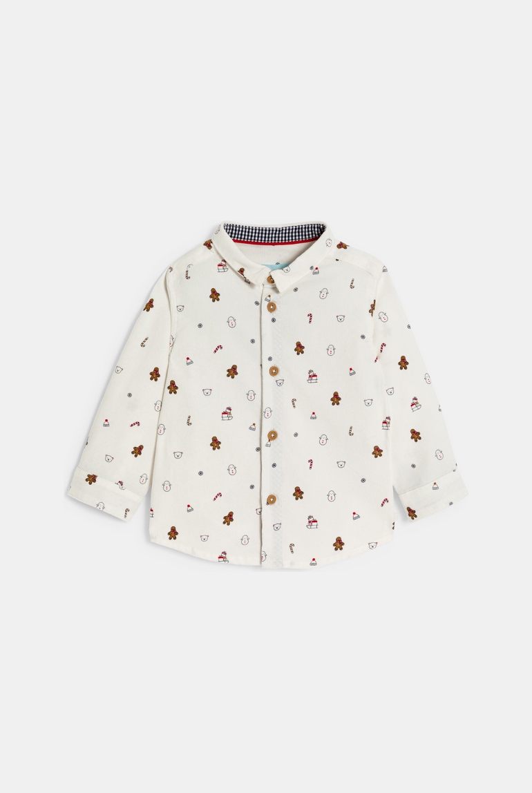 Chemise velours côtelé fêtes blanc bébé garçon 1