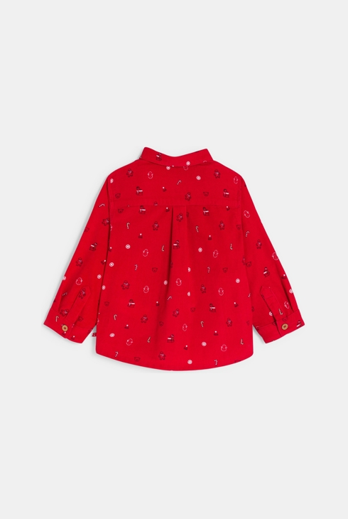 Chemise velours côtelé fêtes rouge bébé garçon