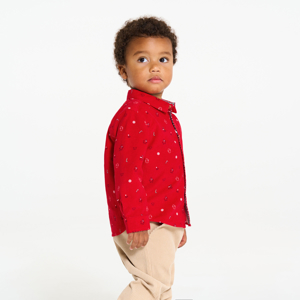 Baby boy's festive red corduroy shirt 1