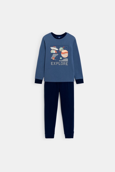 Pyjama 2 pièces en jersey bleu Garçon 2