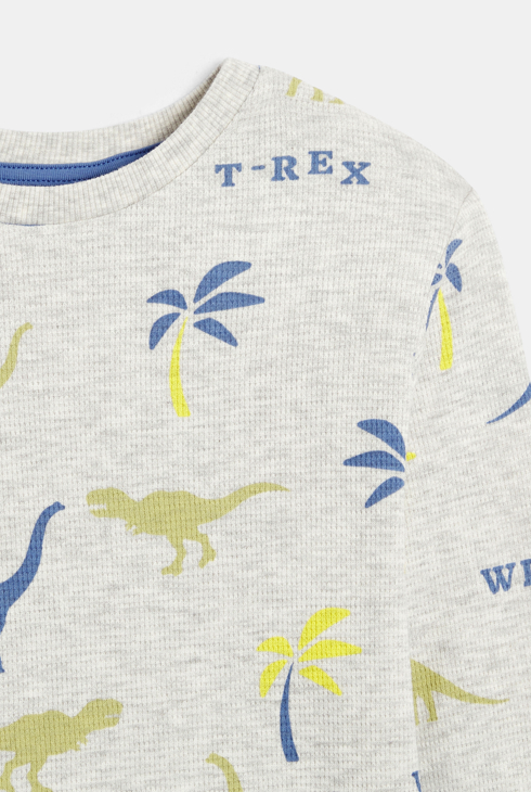 2-teiliger grauer Pyjama aus bedrucktem Jersey Jungen
