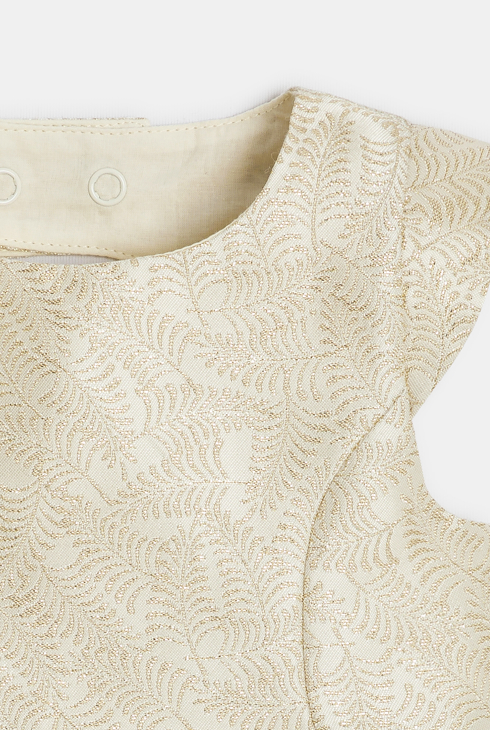 Schickes Kleid in Beige aus irisierendem Jacquard für Kleinkinder 2