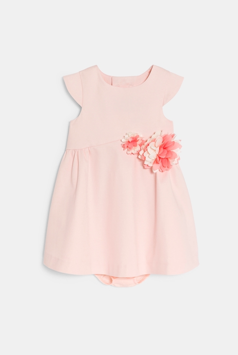 Baby girl's pink dress with textured rose 2