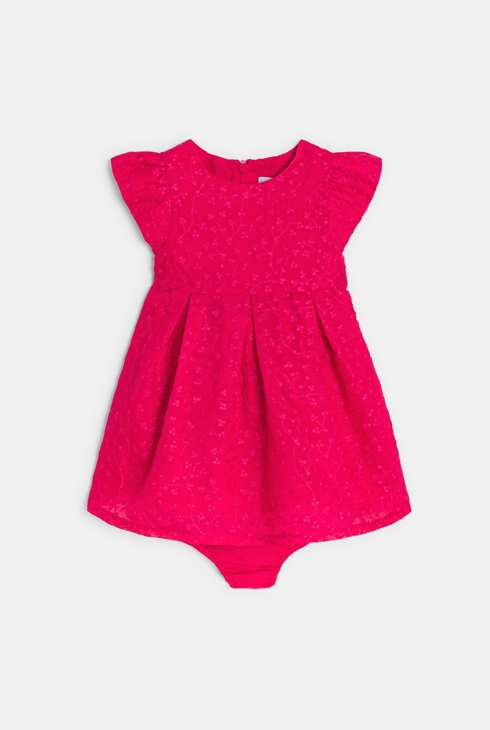 Abito da cerimonia rosa ricamato neonata 1