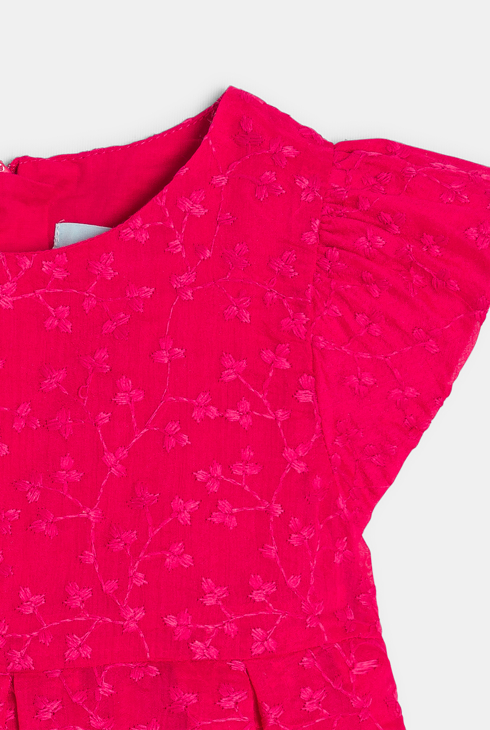 Baby girl's pink embroidered party dress 2