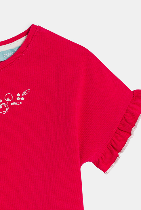 T-shirt manches courtes volantées rose bébé fille 2
