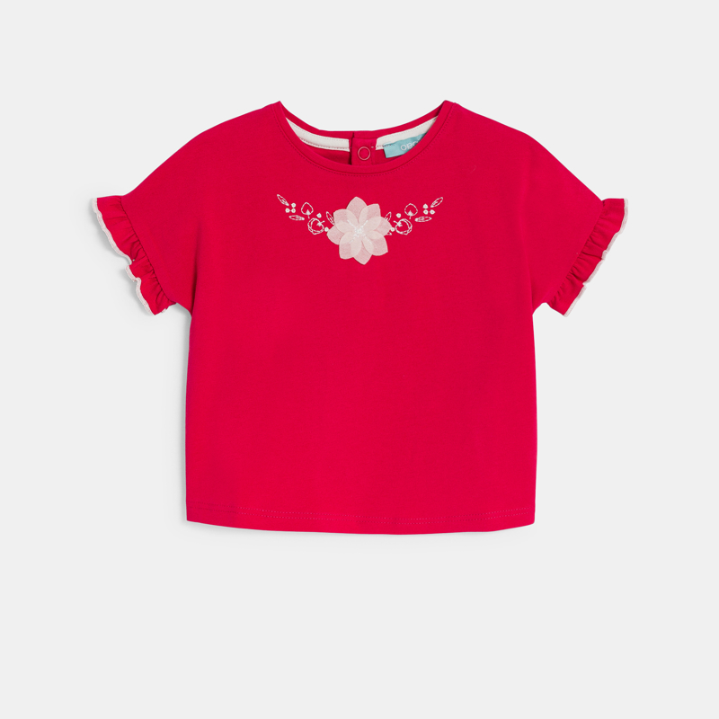 Mädchen-T-Shirt in Rosa mit Kurzärmeln mit Volants für Kleinkinder