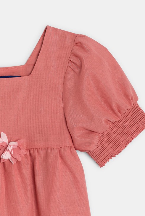 Blouse à fleurs vieux rose Fille