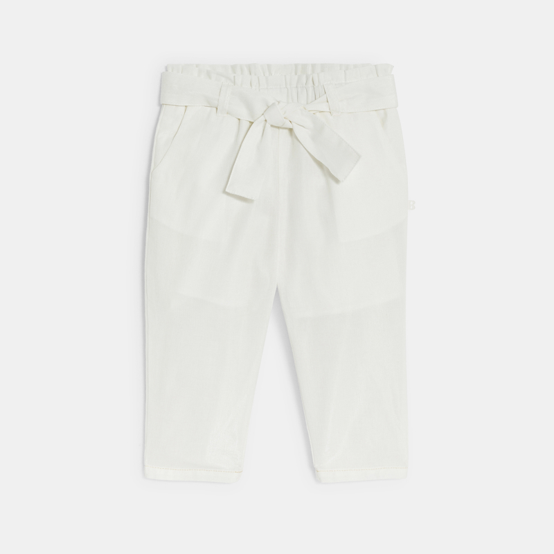 Fließende Mädchenhose in Weiß mit hohem Bund für Kleinkinder