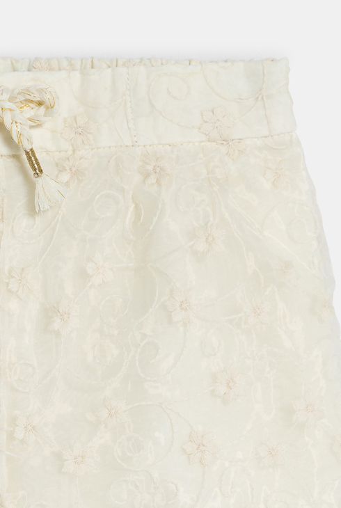 Short chic à pinces brodé blanc bébé fille 2