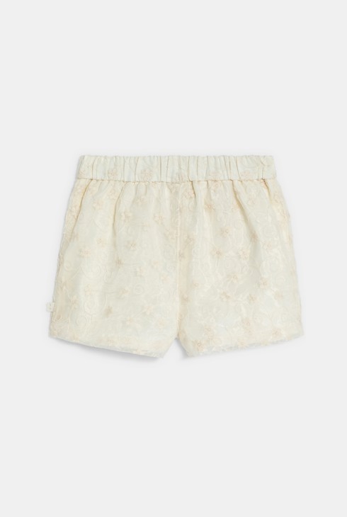 Schicke bestickte Mädchen-Shorts in Weiß mit Abnähern für Kleinkinder 2