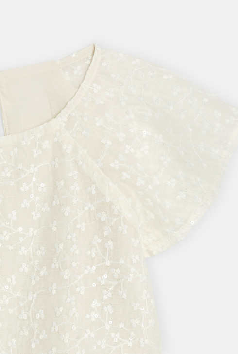 Blouse brodée blanc Fille