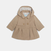 Trench à capuche peau de pêche beige bébé fille