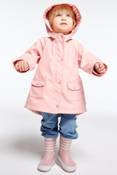 Manteau ciré doublé jersey rose bébé fille
