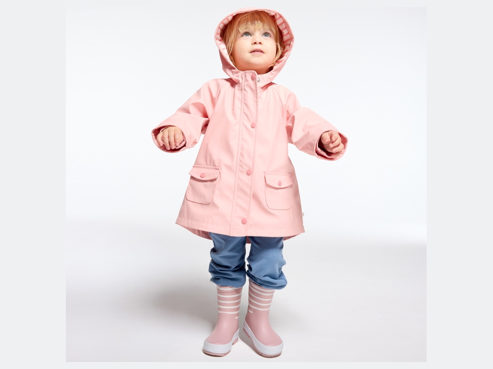 Impermeable con forro de punto rosa bebé niña 1