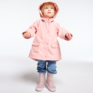 Impermeable con forro de punto rosa bebé niña 1