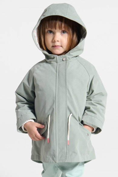 Baby girl's green 2-in-1 hooded parka with removable down