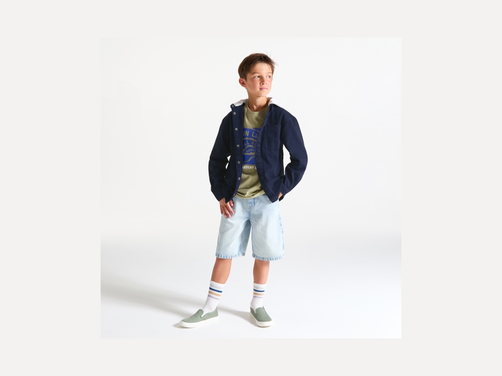 Marineblaue Hemdjacke mit Kapuze für Jungen 1