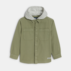 Boy's khaki shacket with removable hood 1