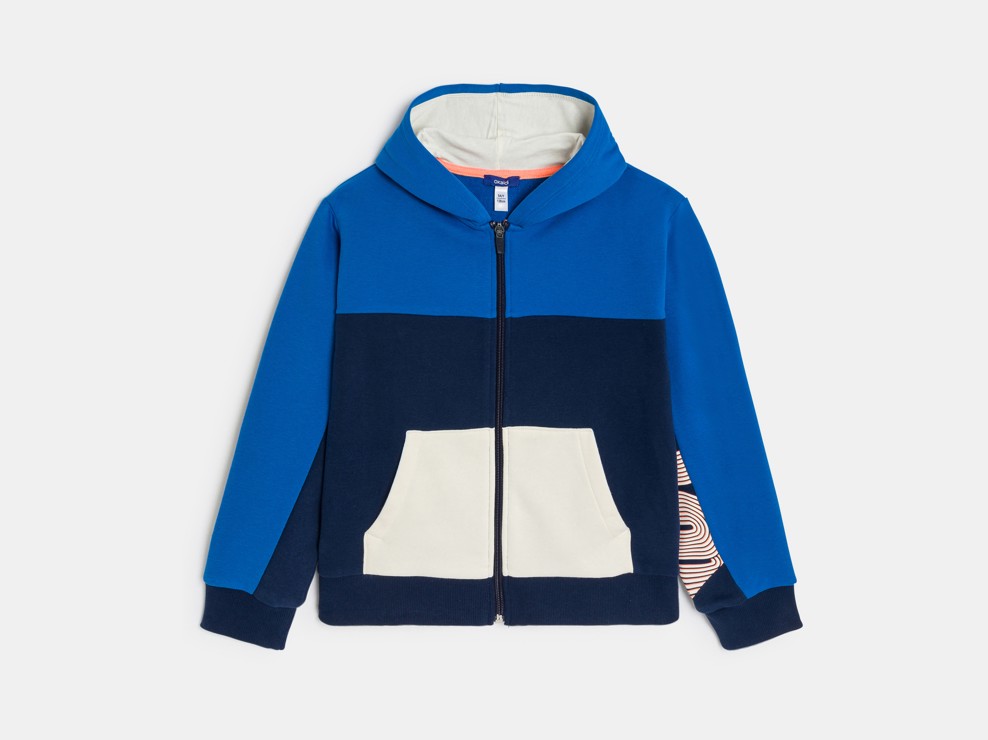 Blaues Kapuzen-Sweatshirt Colorblock für Jungen 1