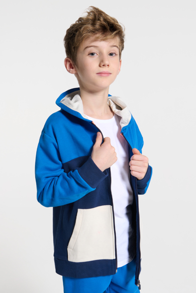 Sweat-shirt à capuche colorblock bleu Garçon