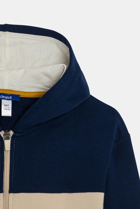 Beiges Kapuzen-Sweatshirt Colorblock für Jungen 2