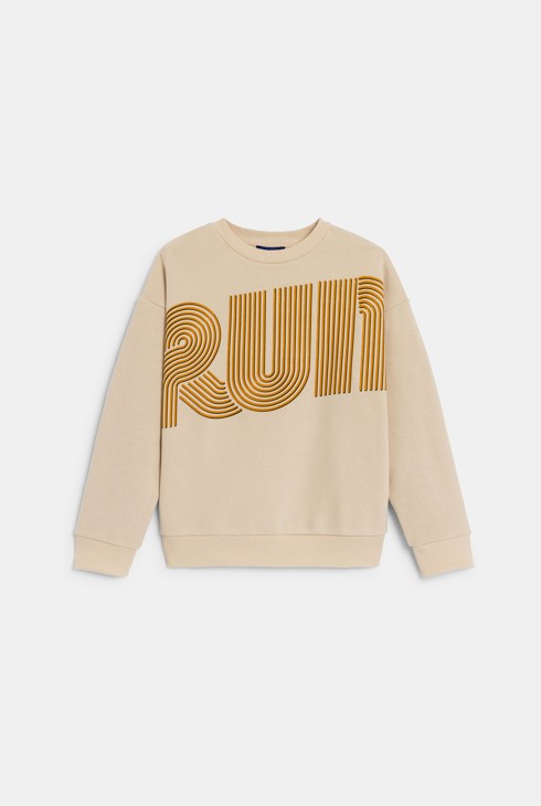 Boy's beige RUN slogan sweatshirt 2