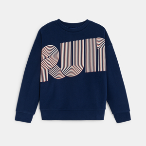 Sweat-shirt à message RUN bleu marine Garçon 1