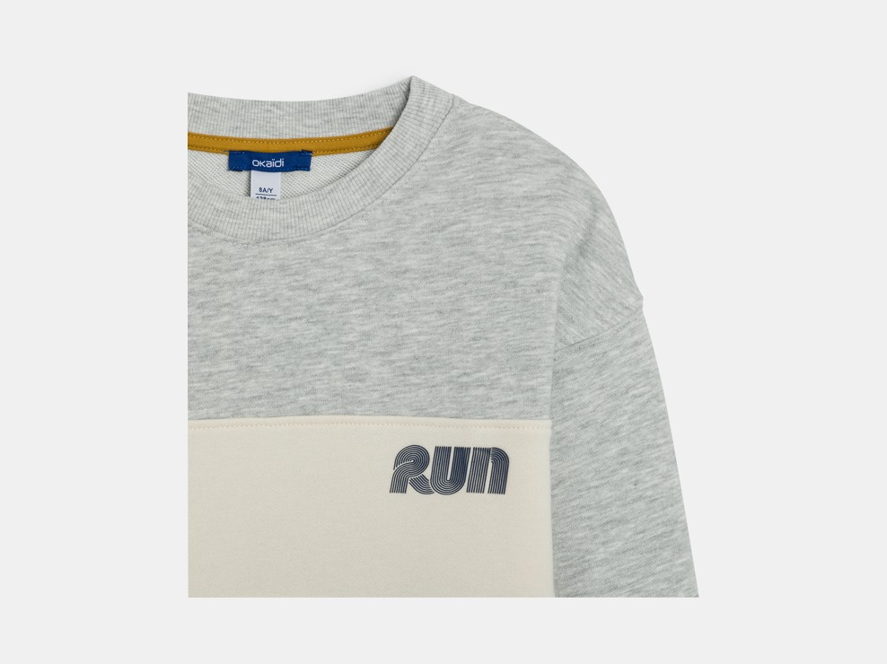Graues Colorblock-Sweatshirt aus Molton für Jungen 2