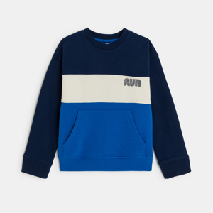 Boy's blue colourblock fleece sweatshirt 1