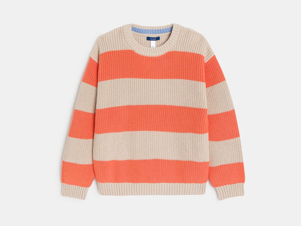 Pull rayé orange Garçon 1