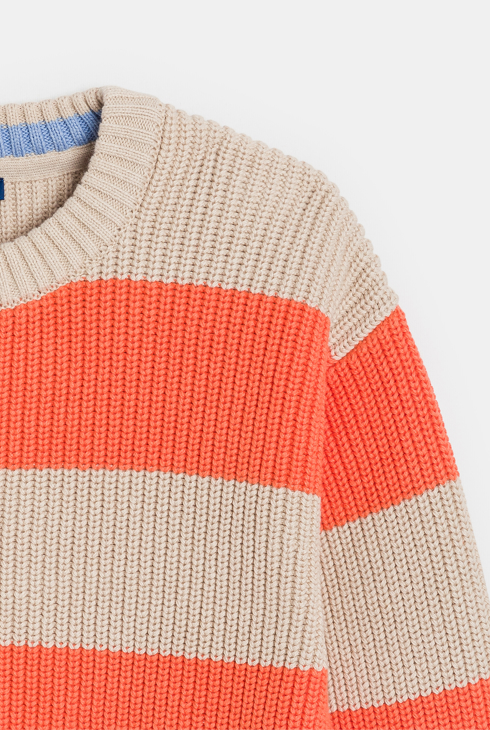 Pull rayé orange Garçon