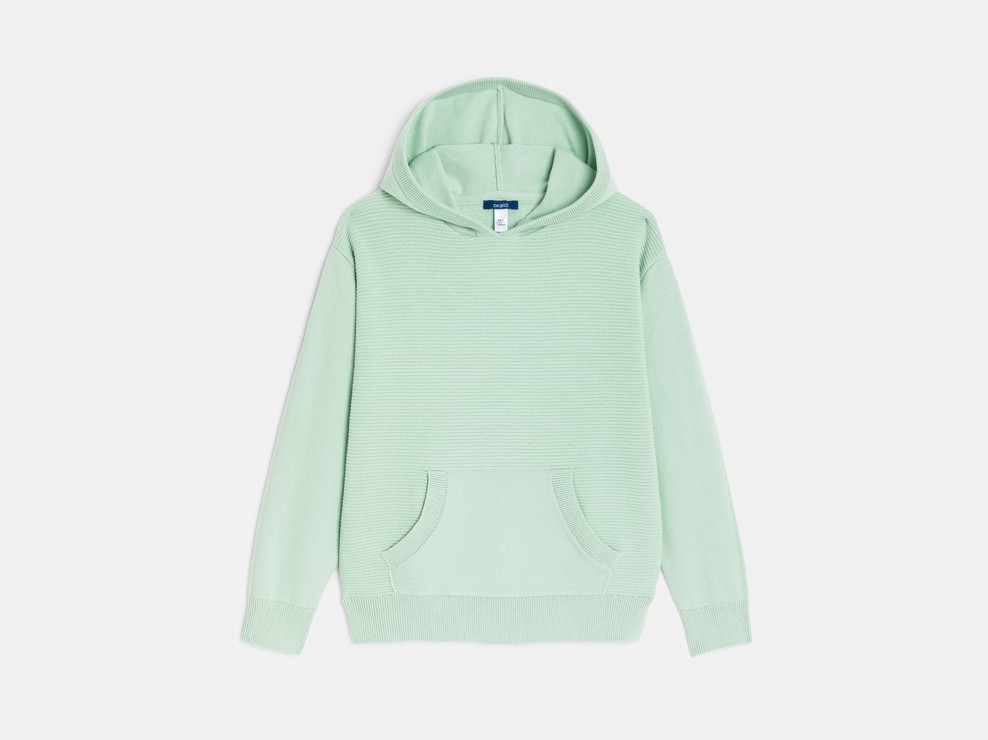 Pull à capuche uni vert pastel Garçon 1