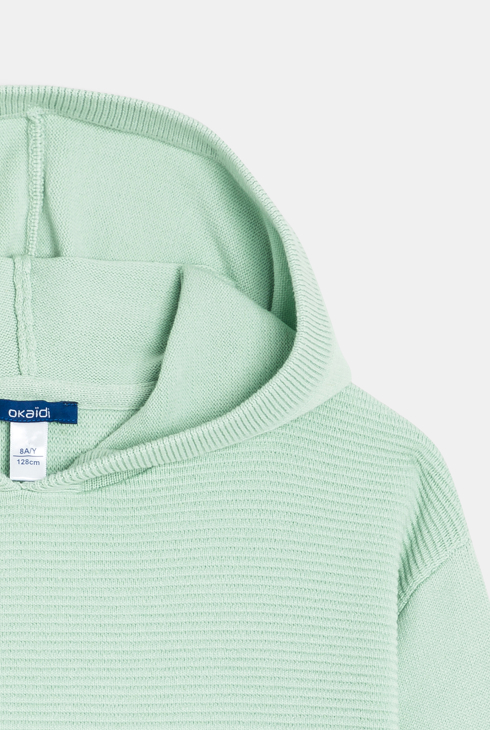 Einfarbiger pastellgrüner Kapuzenpullover für Jungen