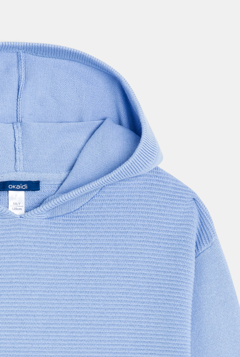Pull à capuche uni bleu ciel Garçon