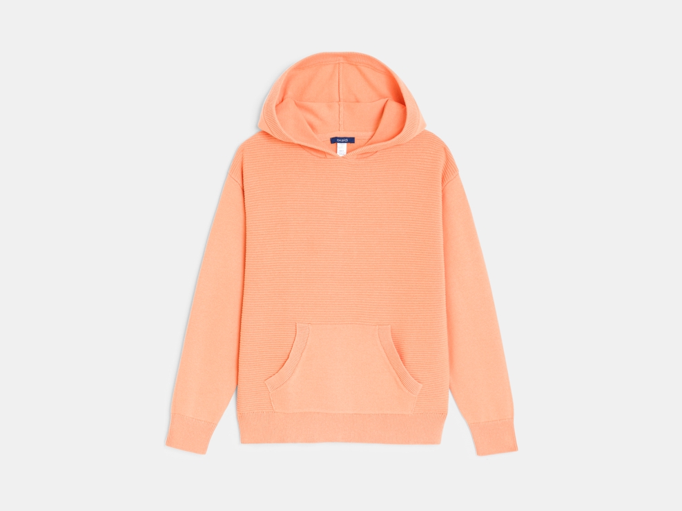 Pull à capuche uni abricot Garçon 1
