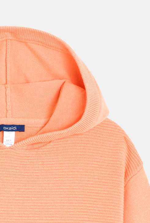 Pull à capuche uni abricot Garçon