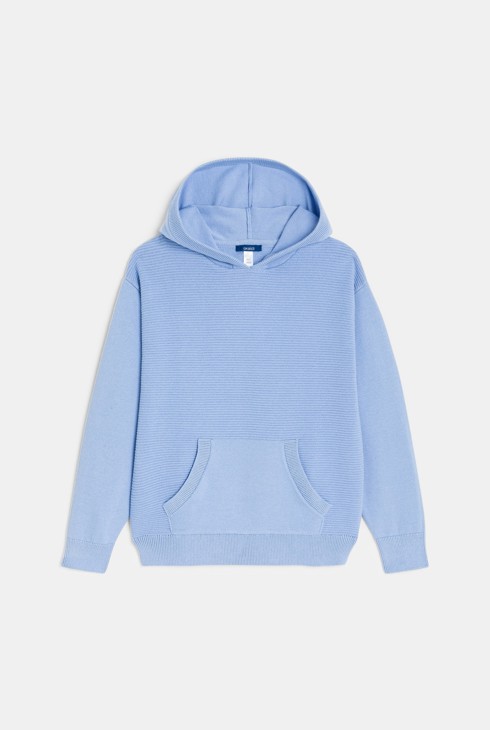 Pull à capuche uni bleu ciel Garçon 2
