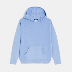 Pull à capuche uni bleu ciel Garçon 1