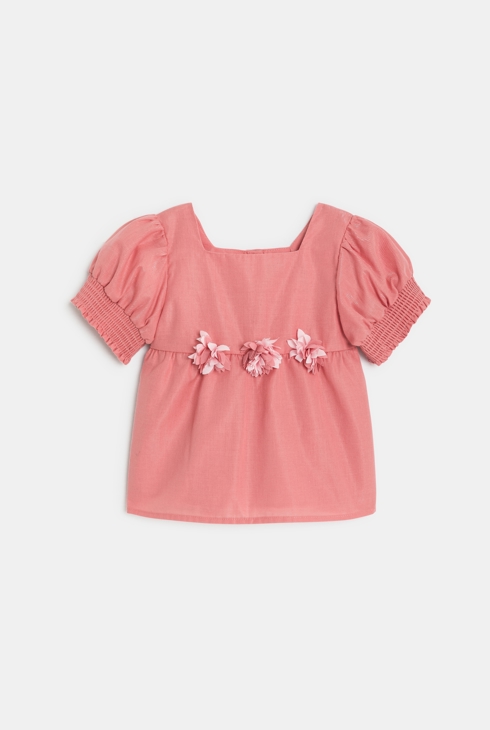 Blusa a maniche corte rosa brillante a fiori neonata 1