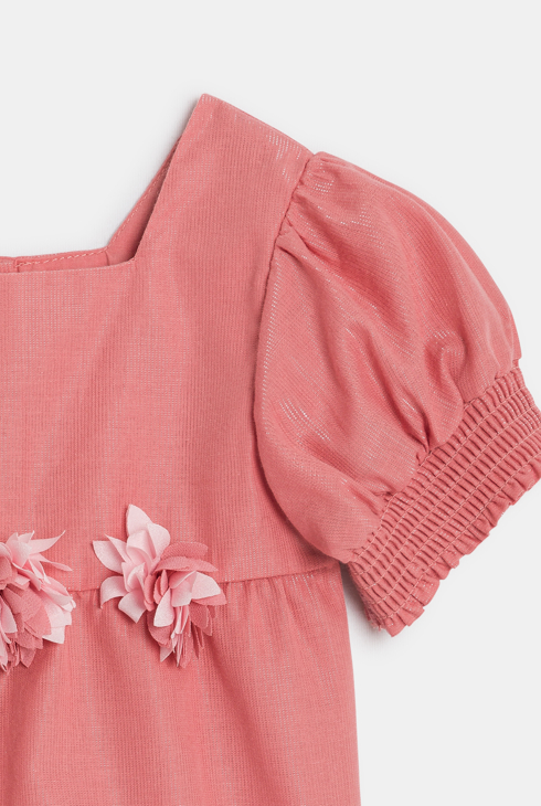 Baby girl's pink floral blouse with short sleeves 2